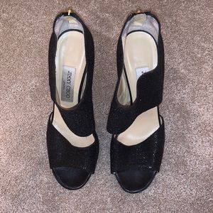Jimmy Choo black sparkle heels